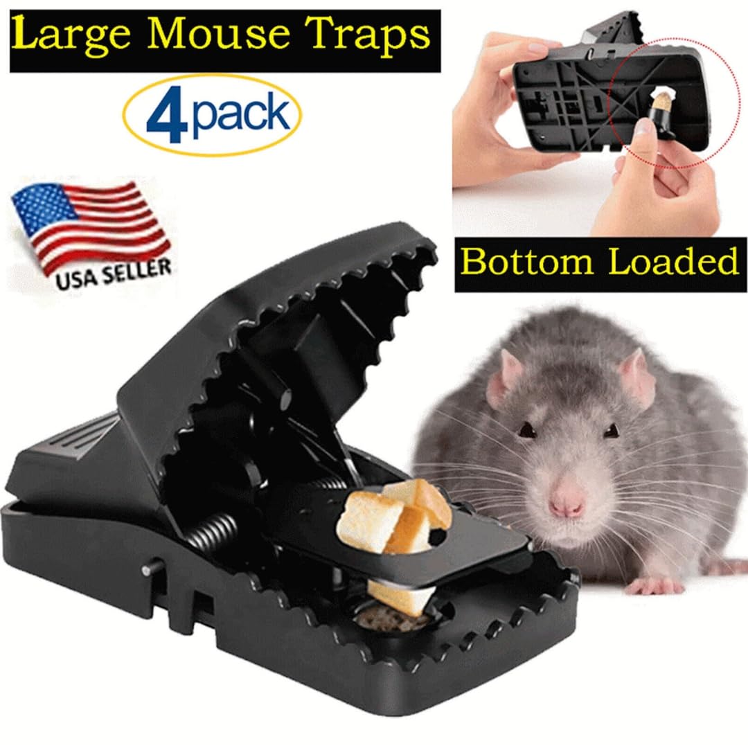 SHAHZ Rat Traps – 4 Pc Larg Size Mouse Traps Pack for Indoor & Outdoor Use, Effective Rodent Control, Durable and Humane Design, Perfect for Mice and Rats, Reliable Solution for Home and Garden