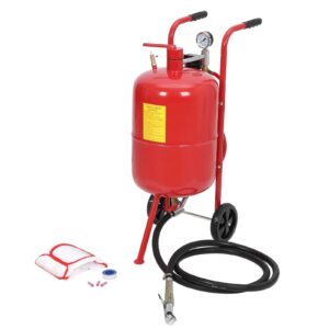 gaomon sand blaster 20 gallon, portable air sandblaster 125psi, high pressure air sandblaster with 6" wheels, rust removal and special surface treatment of material