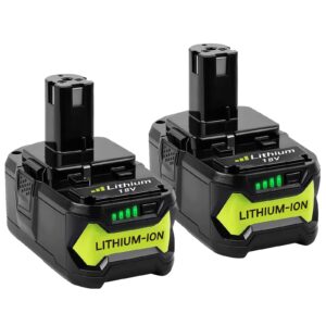 2 pack 6.0ah p108 18volt replacement battery compatible with ryobi 18v lithium-ion battery p109 p107 p105 p104 p103 p102 p190 (green)