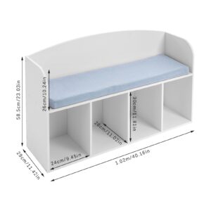 TFCFL Kids Bookshelf with Reading Nook, Book Display Case with Soft Cushion, Storage Bench with Book Rack, Low Square Book Cabinet, for Living Room Bedroom Decor Books