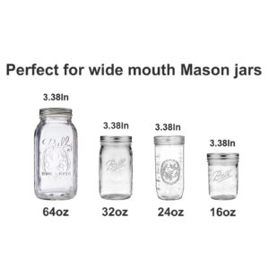 Houjioes Stainless Steel Wide Mouth Mason Jar Flip Prouting Spout Lids with Handle,No Rust Leaking Proof for Home Brewing Fruit Fermenting Drinks Airtight,Turns Mason Jar to Pitcher(2Pack)