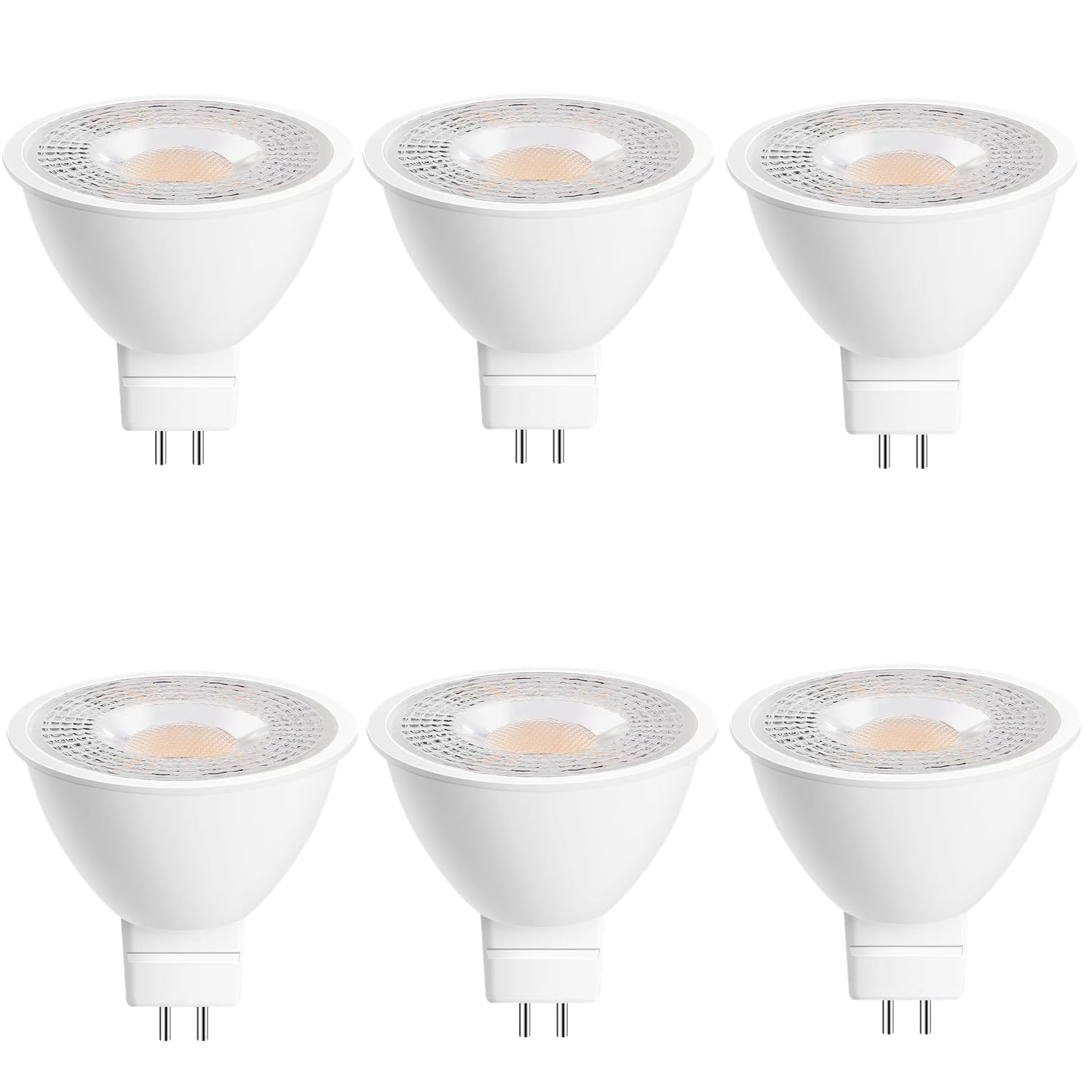 VVH 6 Pack MR16 LED Bulb 50W Halogen Equivalent, 5W 2700K Warm White, 450 Lumens,GU5.3 Bi-Pin Base, 38 Degree Spot Lighting for Indoor/Outdoor Landscape Track Bulbs-Not Dimmable AC/DC 12V