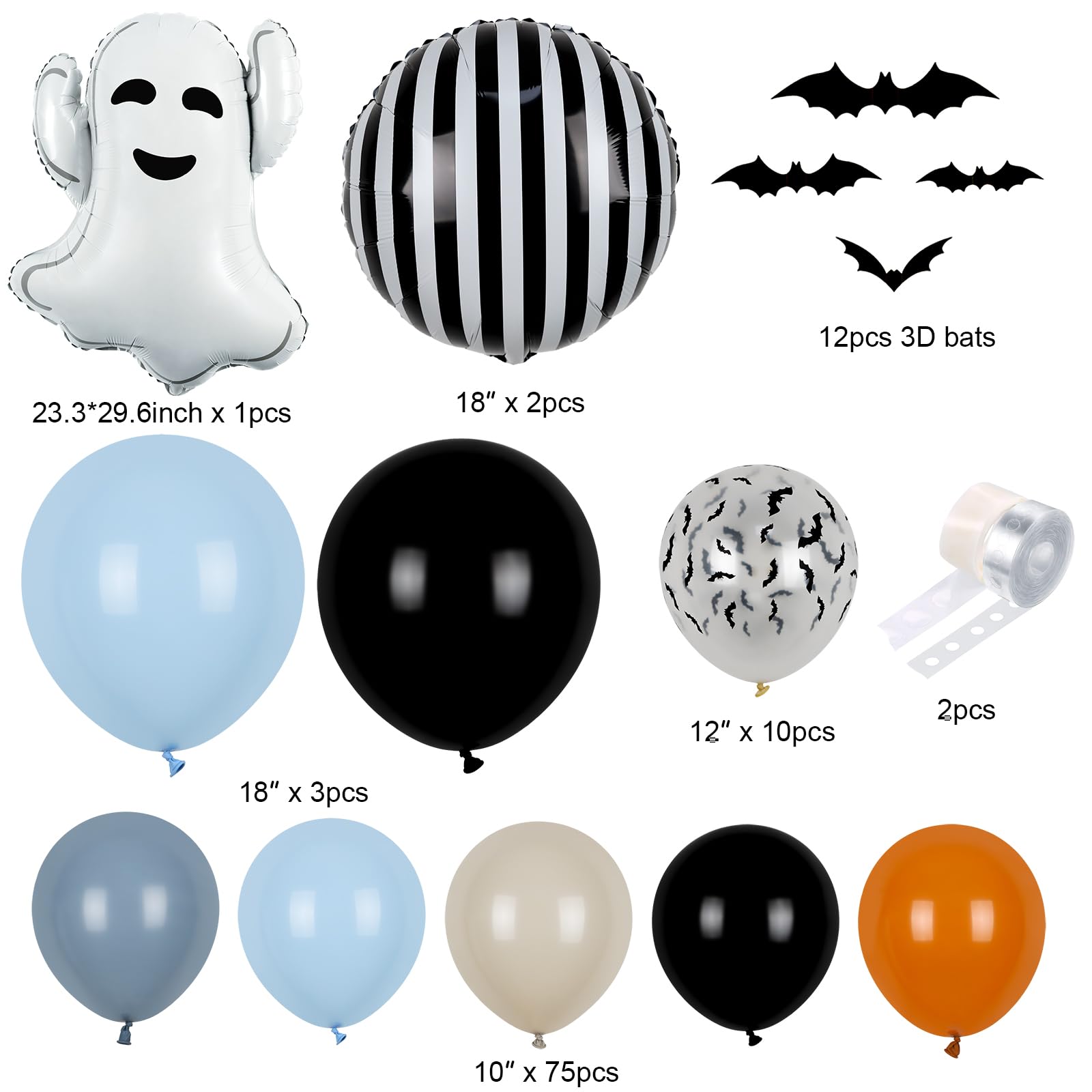 Halloween Baby Shower Balloons Arch Garland Kit, Halloween Foil Balloons with 3D Bats for Happy Boo Day Decors Halloween Baby Shower Decorations Halloween Theme Birthday Party Supplies