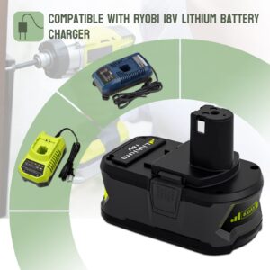 2 Pack 6.0Ah P108 18Volt Replacement Battery Compatible with Ryobi 18V Lithium-Ion Battery P109 P107 P105 P104 P103 P102 P190 (Green)