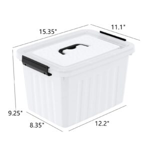 Sadstory 18 Quart Plastic Storage Latch Box with Handle, Clear Latching Bin with Lids, 4 Packs