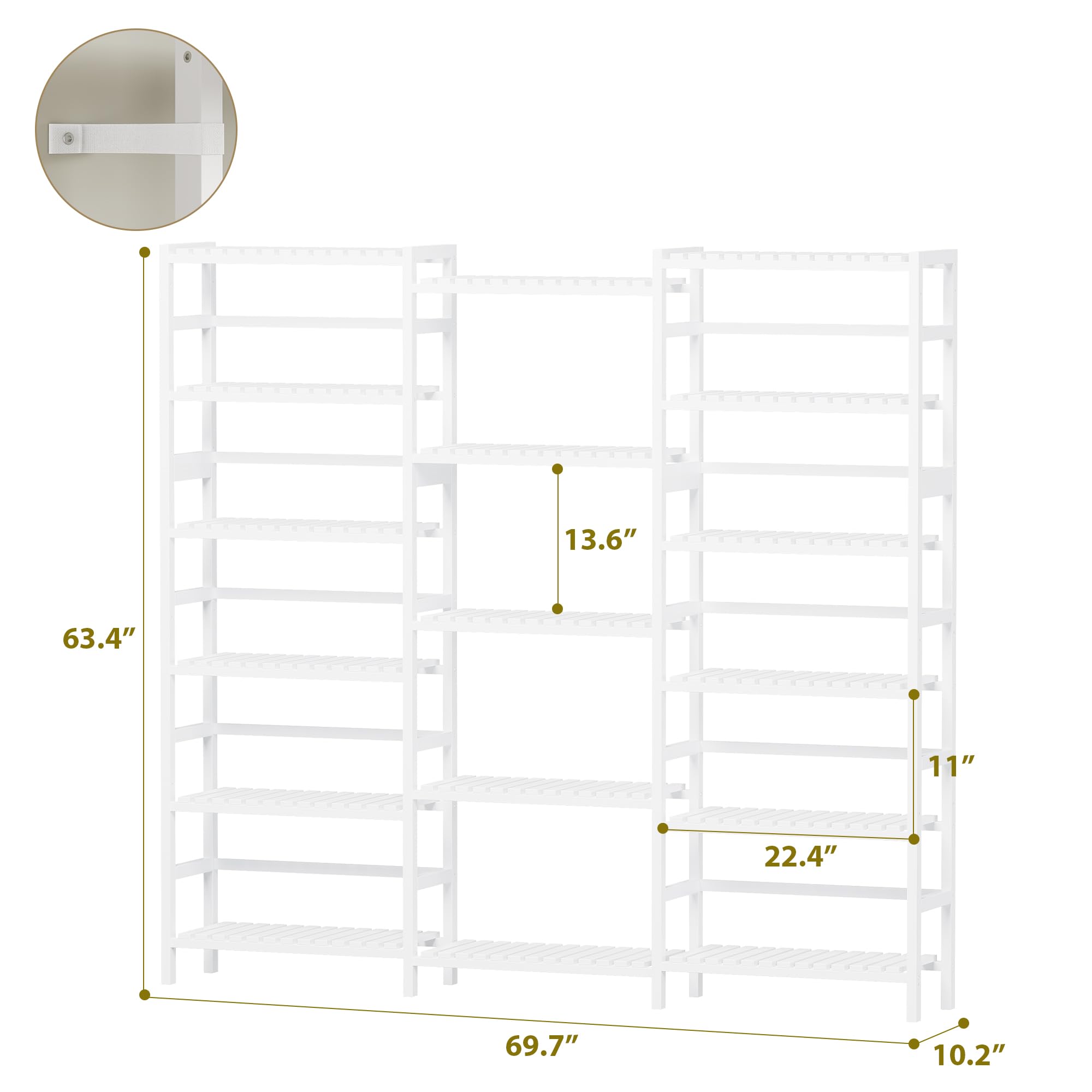 FOTOSOK Triple Wide 6-Tier Bookshelf and Bookcase,Large Freestanding Book Shelf with 17 Open Display Shelves, Tall Bookshelf Plant Flower Shelf Rack Storage Organizer Unit for Living Room, White