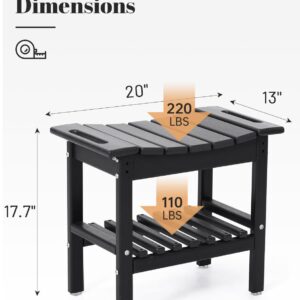 Murago HDPE Poly Lumber Shower Stool with Storage 20×12×19, Heavy Duty Waterproof Bench Indoor Outdoor Spa Stool Chair with Towel Bar [Black]