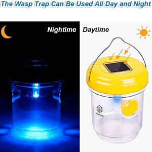 outtkitywi 2 Packs Wasp Trap - Solar Powered Bee Trap Outdoor for Yellow Jackets, Hornets and Wasps - Durable Wasp Killer and Bee Killer - Reusable Yellow Jacket Trap and Insect Trap