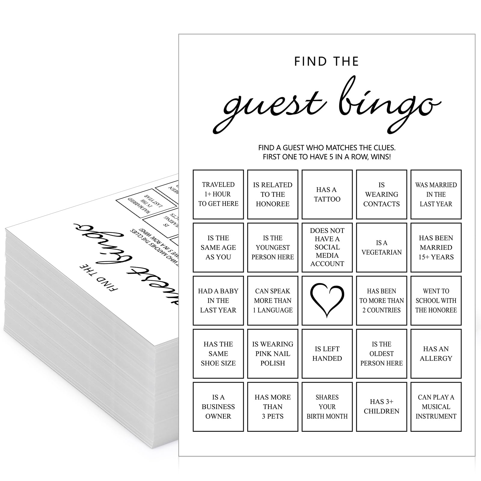 Hoolerry 50 Pcs Bridal Shower Games Find The Guest Bingo Game for Fun Baby Shower Game 50 Guests Bridal Shower Wedding Decorations Engagement Party Game Rehearsal Dinner Game Activity