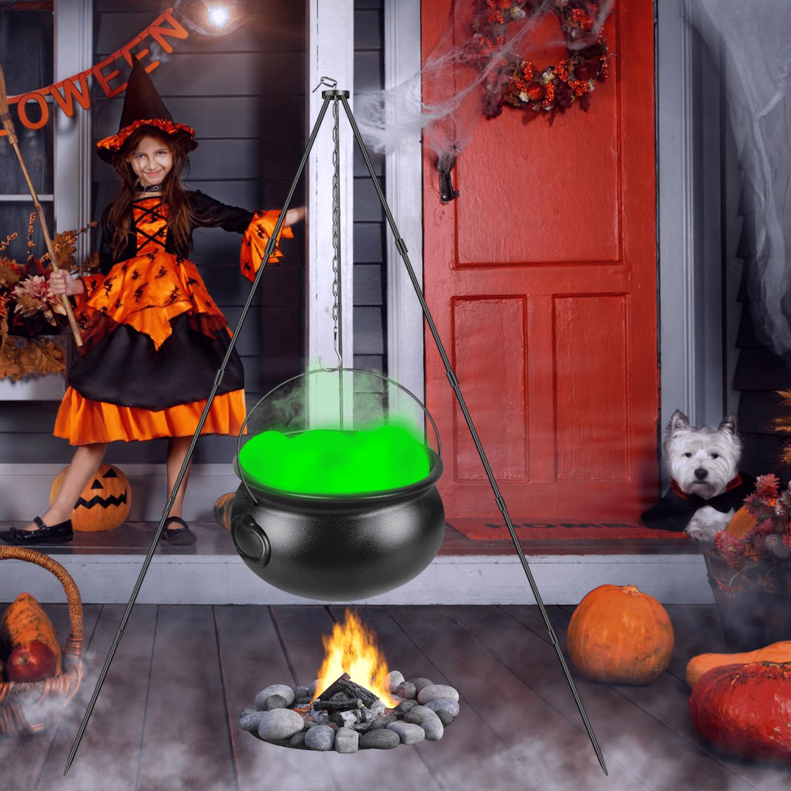 5 in 1(12.8",9.8”, 7.6”, 5.7”, 2.7”) Package Large Black Plastic Witch Cauldron Kettle, Halloween Witch Cauldron Pot Candy Bucket for Halloween & St. Patrick’s Day Party Favors Decor