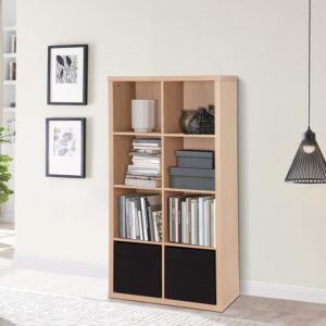 CENSI 8-Cube Storage Organizer Bookcase, Cubic Bookshelf, Natural Oak