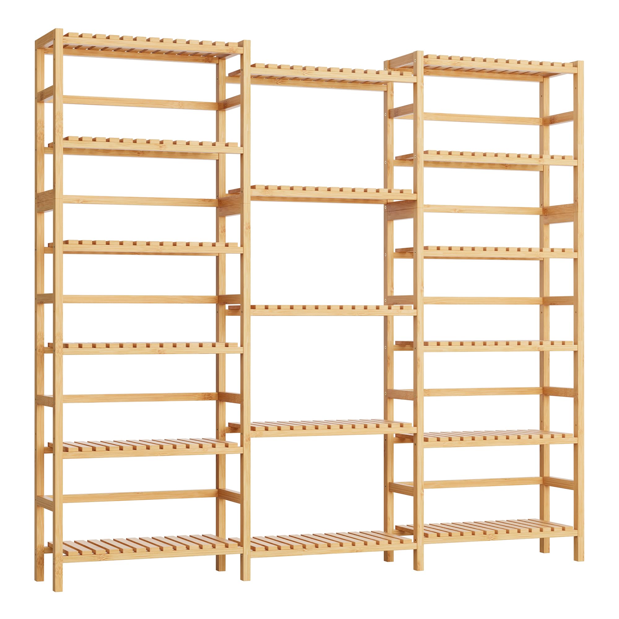 FOTOSOK Triple Wide 6-Tier Bookshelf and Bookcase,Large Freestanding Book Shelf with 17 Open Display Shelves, Tall Bookshelf Plant Flower Shelf Rack Storage Organizer Unit for Living Room, Natural