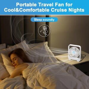 Cruise Ship Approved Fan for Staterooms Ceiling and Wall Hanging, Cruise Fan with Magnetic Base, USB Rechargeable - Battery Powered Portable Travel Fan for Cruise