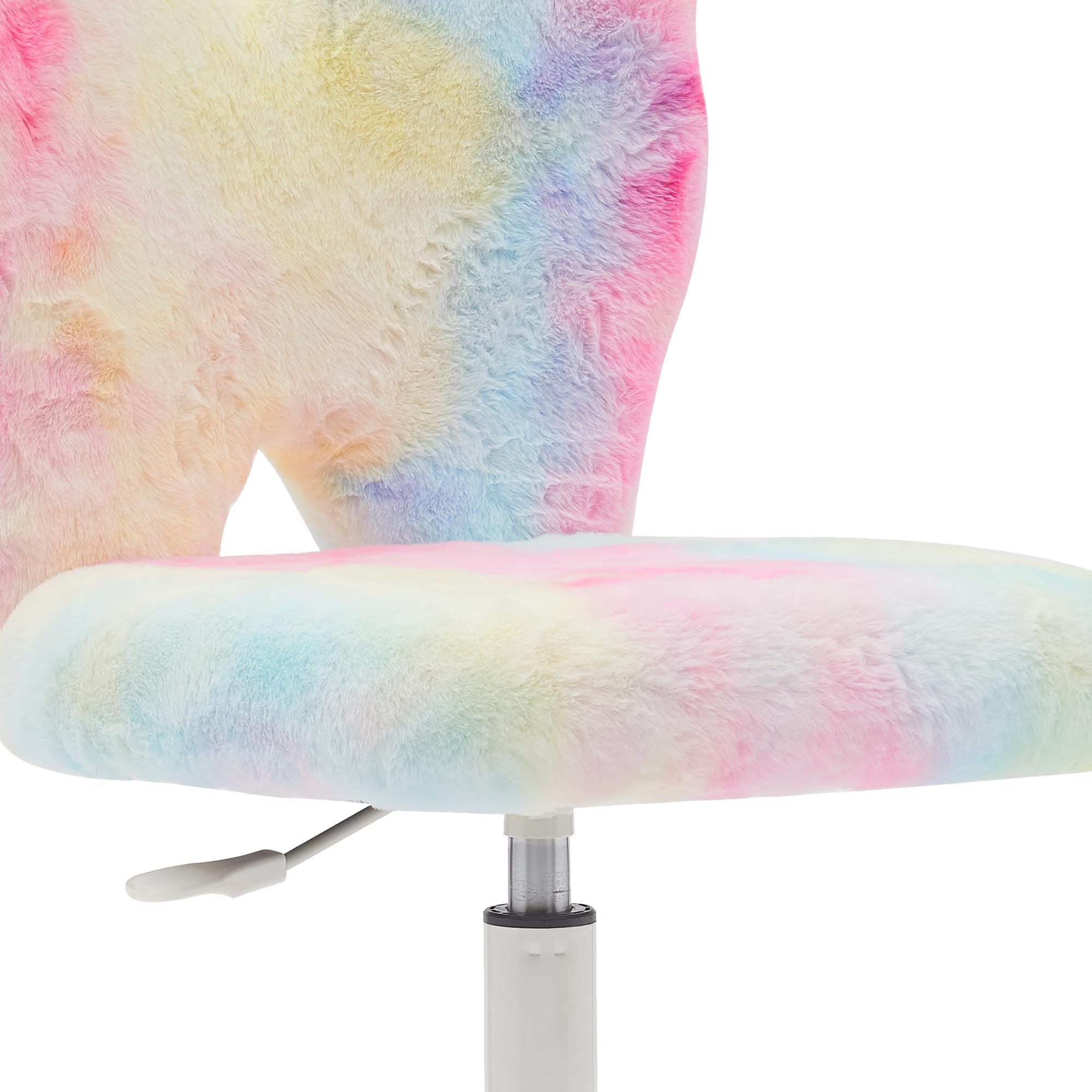 BlissInno Kids Chair, Cute Fuzzy Butterfly Girls Desk Chair, Rolling Study Reading Chair for Girls, Comfy Swivel Computer Chair with Wheels & Back, Adjustable Childrens Vanity Chair for Bedroom