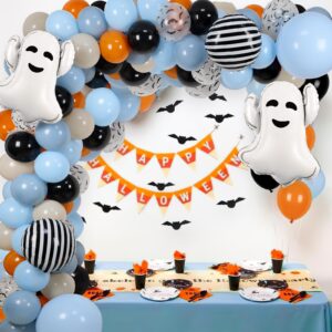 Halloween Baby Shower Balloons Arch Garland Kit, Halloween Foil Balloons with 3D Bats for Happy Boo Day Decors Halloween Baby Shower Decorations Halloween Theme Birthday Party Supplies