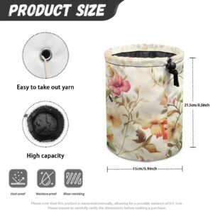 LJMKZJN Flower Hummingbirds Print Mini Crochet Bag Organizer, Drawstring Yarn Storage Bags Yarn for Crocheting On The Go, Beginners Knitting Bag Yarn Holder Yarn Bowl with Holes