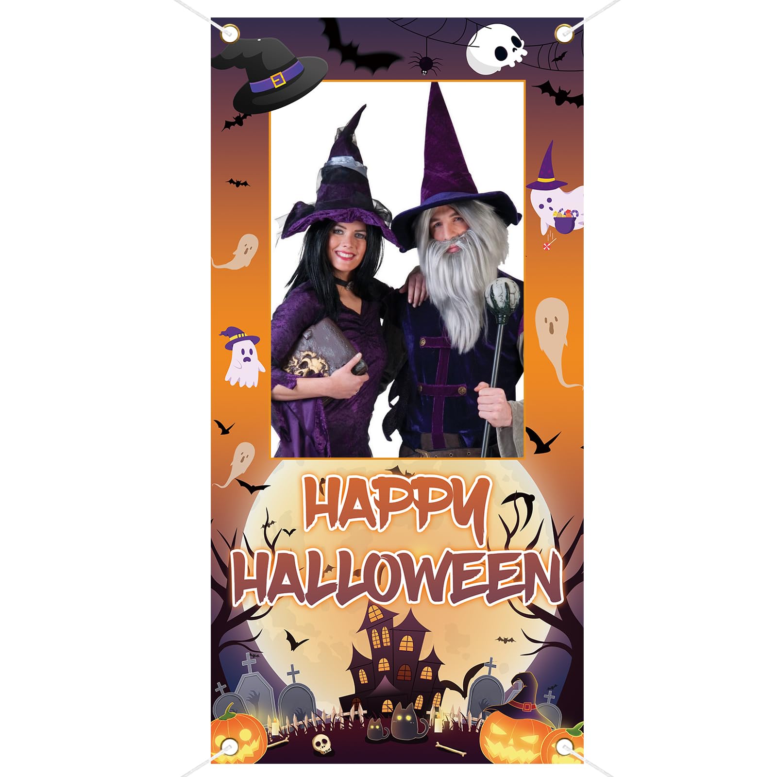 Halloween Party Decoration Halloween Theme Party Photo Prop Backdrop Indoor and Outdoor Halloween Photo Booth Frame for Halloween Birthday Party Decor Supplies 35.4 X 70.8 in