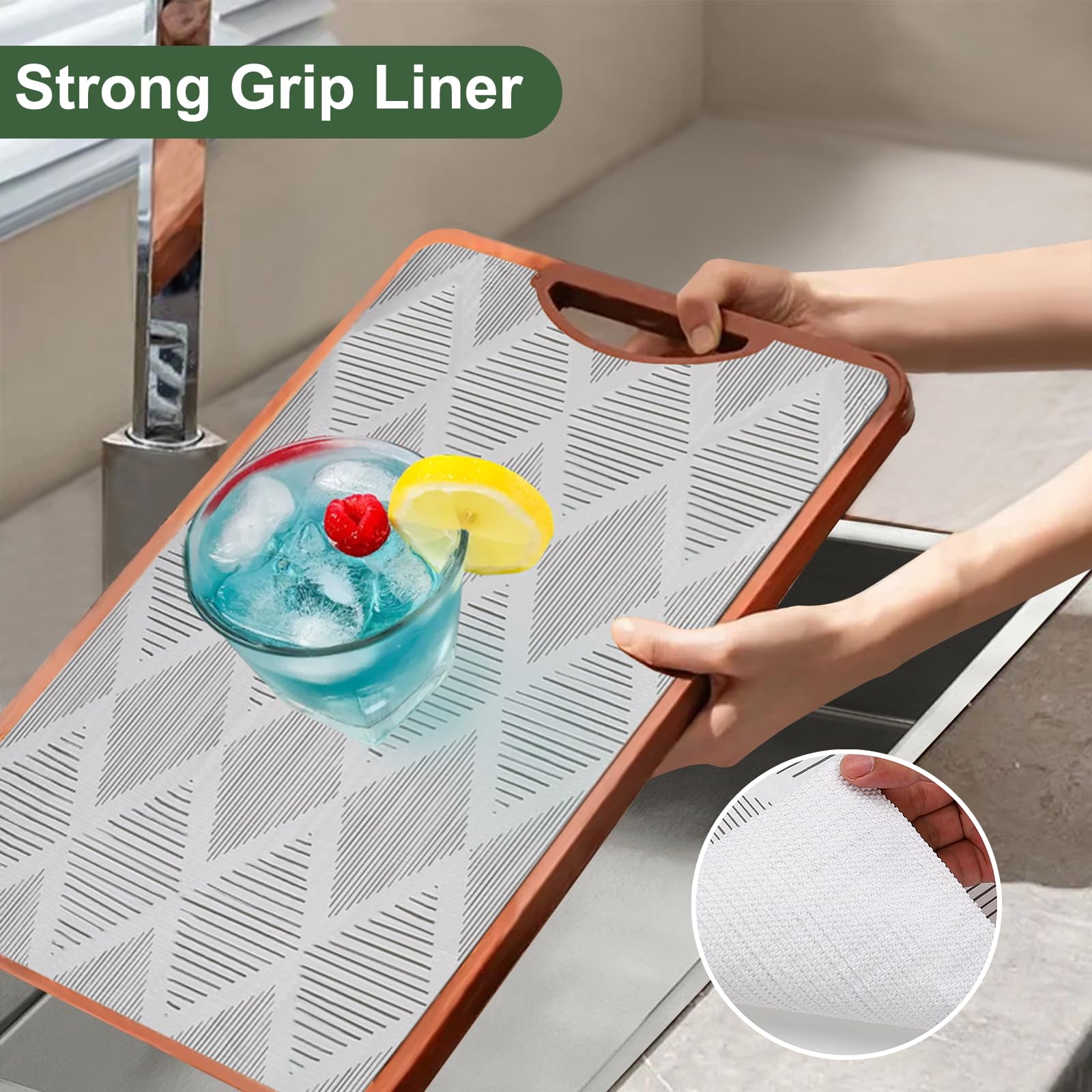 Shelf and Drawer Liner for Kitchen Cabinets 12In x 20FT Non-Adhesive Shelf Liner Non-Slip Strong Grip Cabinet Liner Waterproof Thickened Easy to Clean Drawer Mats Protect Pantry, Tool Box, Dresser