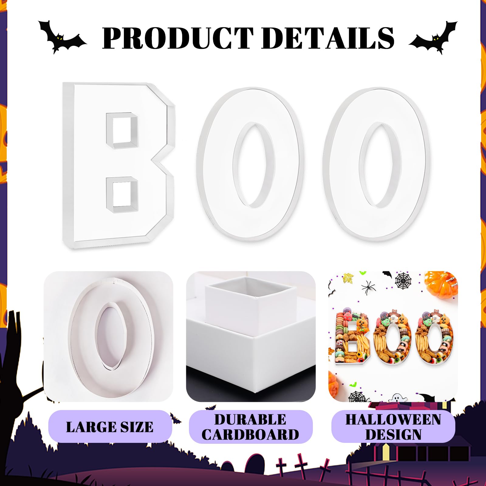 Halloween Charcuterie Board, Charcuterie Letters Boo Halloween Serving Dishes for Candy Dish Treat Cutting Board for Horror Party Thanksgiving Christmas Halloween Decorations