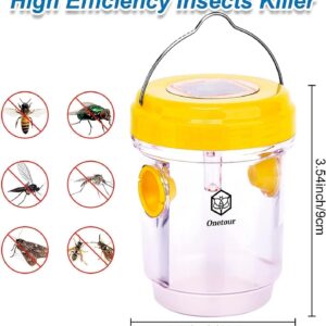 outtkitywi 2 Packs Wasp Trap - Solar Powered Bee Trap Outdoor for Yellow Jackets, Hornets and Wasps - Durable Wasp Killer and Bee Killer - Reusable Yellow Jacket Trap and Insect Trap