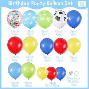 Toy Balloons Arch Story Birthday Party Decorations Backdrop Tablecloth 151pcs Garland Kit Balloons Cloud Birthday Cake Toppers Kids Cow Print Latex Balloons 1st 2nd 3rd Birthday Party Decorations