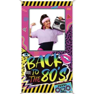 back to the 80s photo booth props 80s party decorations 1980s hip hop party decoration 80s throwback theme colorful birthday picture booth frame backdrop for hip hop disco rock party supplie 35.5x71in