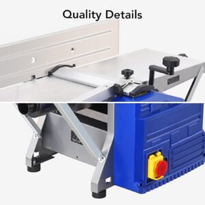 Power Benchtop Planer, TROPOW 1250W Powerful Benchtop Planer, Low Dust Work, Worktable Thickness Planer Low Noise Ideal for Hard and Soft Wood Planing