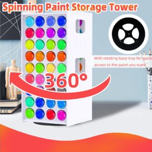 Craft Paint Rack, 72 Holes Paint Tower, Vertical 360° Craft Paint Organizer, Paint Organizer Holder with Handle, Paint Organizer Box for 2oz Paint Bottles