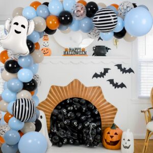 Halloween Baby Shower Balloons Arch Garland Kit, Halloween Foil Balloons with 3D Bats for Happy Boo Day Decors Halloween Baby Shower Decorations Halloween Theme Birthday Party Supplies