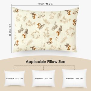 Winmany Toddler Muslin Pillowcases Baby Girl Boy Cotton Pillow Case Travel Cushion Pillow Covers with Envelope Design Cot Bed Accessories Fit for 13"x18" 14" x 19" 12"x16" Pillow (Flower+Animal)