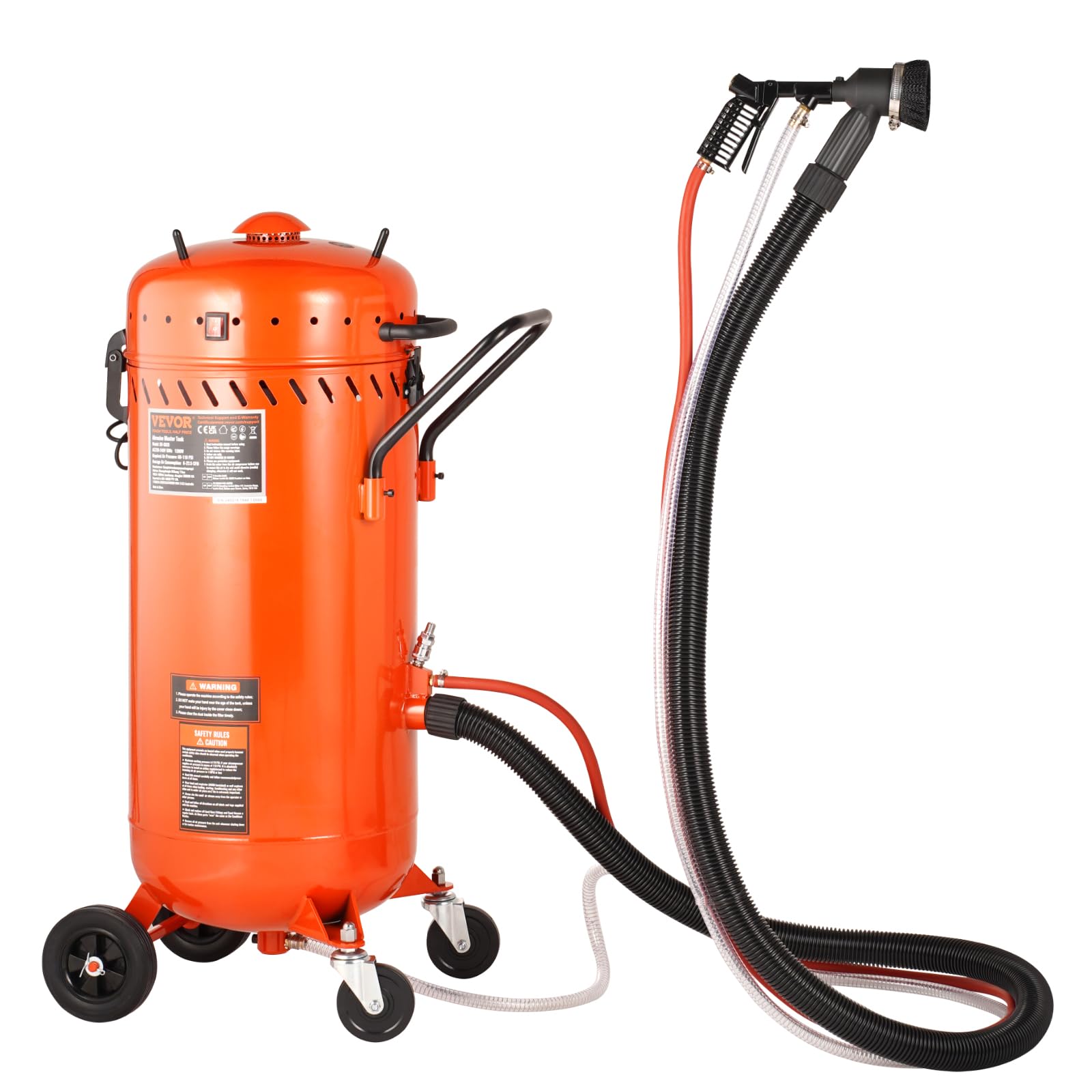 VEVOR 28 Gallon Vacuum Sand Blaster, Dustless Sandblaster with Built-in 1200W Vacuum System for Dust Control and Abrasive Recycle, 60-110 PSI Heavy Duty Dustless Blasting Machine