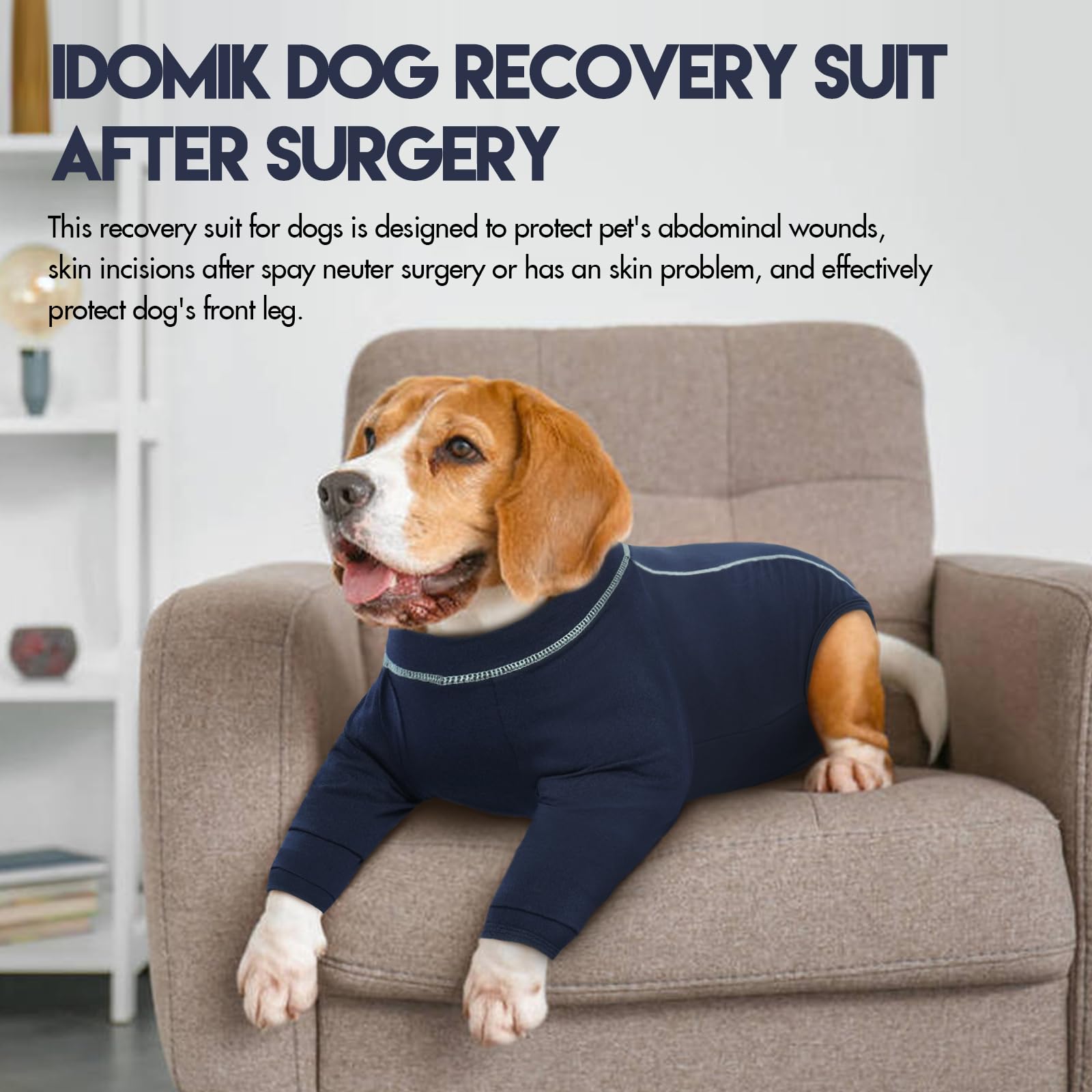 IDOMIK Dog Recovery Suit,Comfy Surgical Recovery Suit for Dogs,Dog Spay Recovery Suit Female with Zipper,Surgical Onesie for Dogs Surgery Suit Male Neuter,Dog Surgery Recovery Sleeve for Front Legs,XL