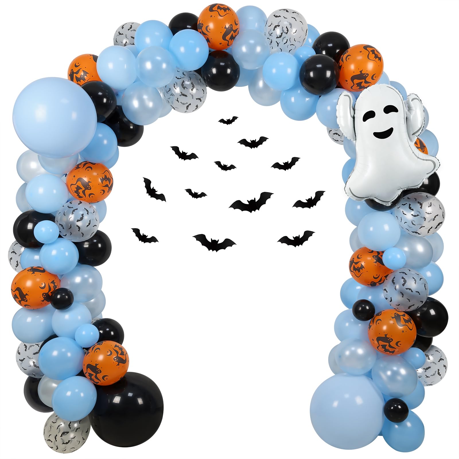 Halloween Baby Shower Decorations Boy, Halloween Balloon Arch Garland Kit with Halloween Foil Balloon 3D Bats for Happy BOO Day Halloween Theme Birthday Party Decorations