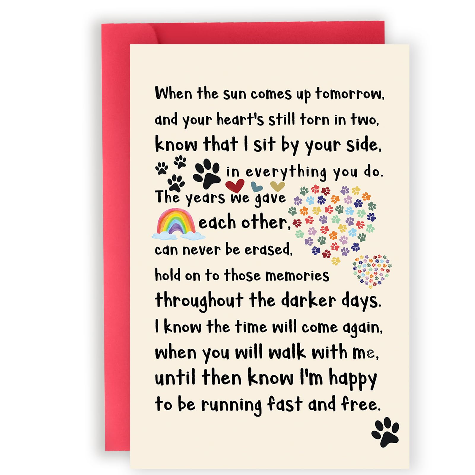 Abeletree Pet Loss Sympathy Card for Dog Cat, Dog Sympathy Card, Pet Memorial Gifts, Sympathy Gifts Loss of Dog Cat Pet, Small Dog Condolence Card for Dog Lover