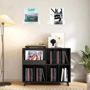 XIANG YXWO 6 Pack 4 Inch Clear Vinyl Record Shelf Wall Mount Vinyl Album Display for Record/Book/Figures/Photo/Makeup in Living Room, Bedroom, Home Office (6, 4inch)