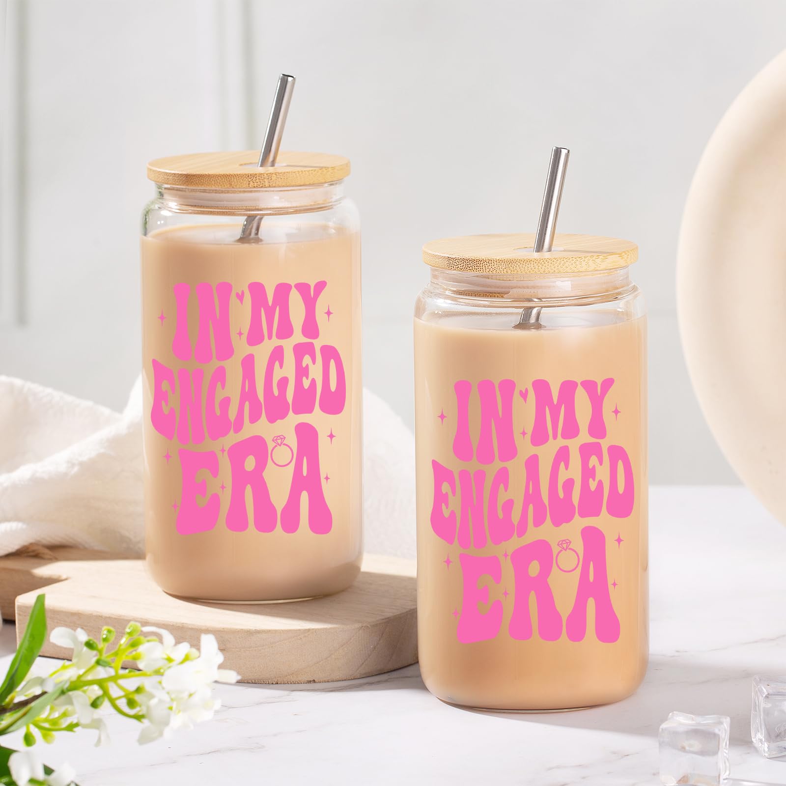 Aeenr Engagement Gift - Bridal Shower Gifts - Bachelorette Gifts for Bride - Wedding Gifts for Couples 2024 Friend Gifts for Bride to Be Future Mrs Newly Engaged Gifts for Her 16oz Iced Coffee Cup