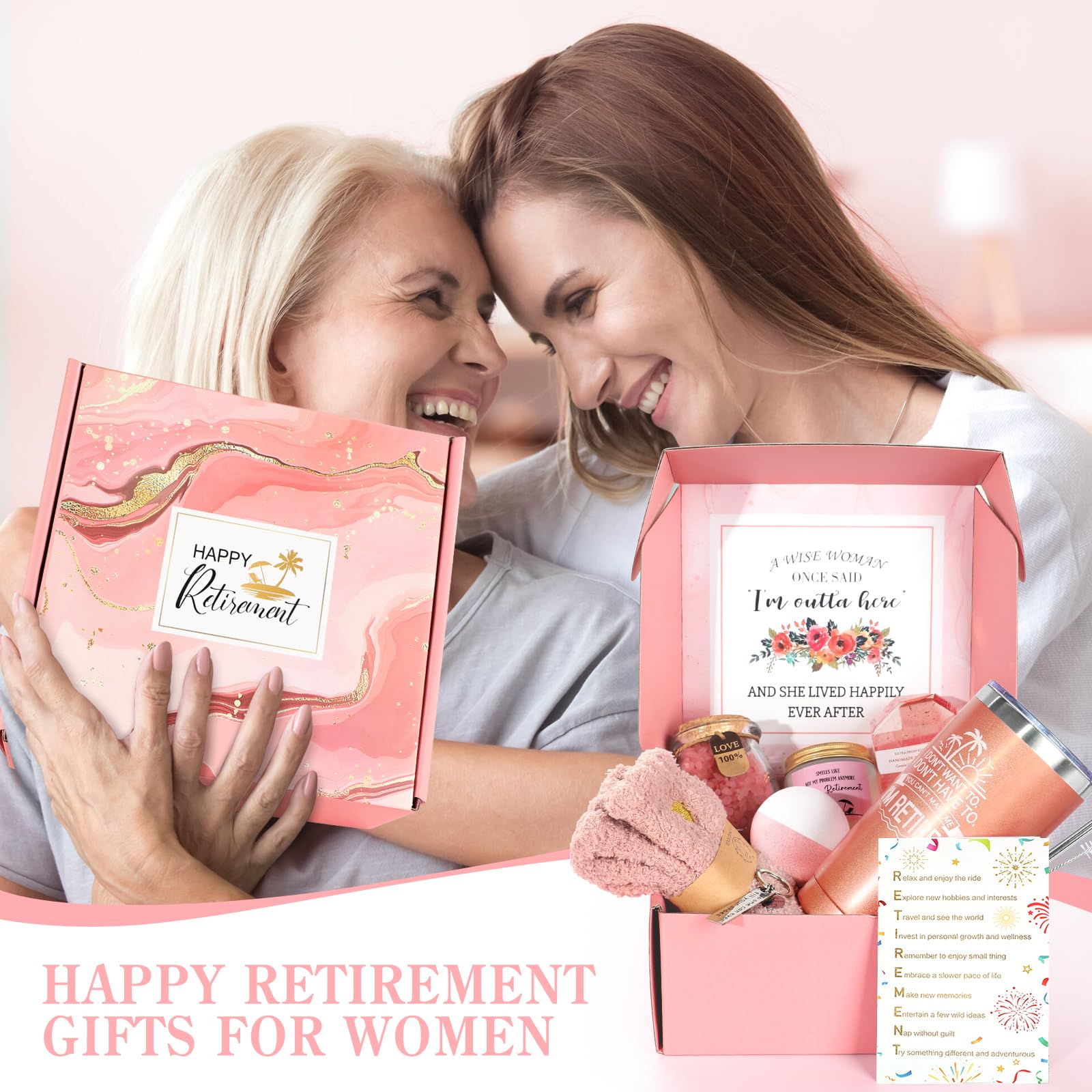 Retirement Gifts for Woman, Happy Best 2024 Retirement Gifts for Women Coworker, Teacher, Nurse, Friends, Mom, Retirees, Funny Cool 20oz Tumbler Retirement Gifts Basket for Coworkers Office & Family