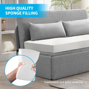 ADOWORE Queen Pull Out Sofa Bed, Linen Sleeper Sofa Couch with Pullout Bed, 2 in 1 Convertible Pull Out Couch Bed with 2 Cushions, Loveseat Sofa Bed for Living Room Apartment, Office