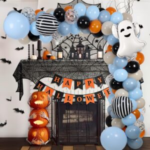 Halloween Baby Shower Balloons Arch Garland Kit, Halloween Foil Balloons with 3D Bats for Happy Boo Day Decors Halloween Baby Shower Decorations Halloween Theme Birthday Party Supplies