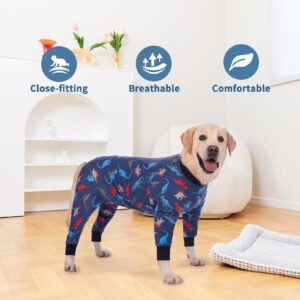 Apatal Dog Onesie After Surgery Recovery Suit Anti Shedding Bodysuit Wounds Female Male Dog Neuter Spay Onesie E-Collar & Cone Alternatives Postoperative Shirt Dog Pajamas(3XL)