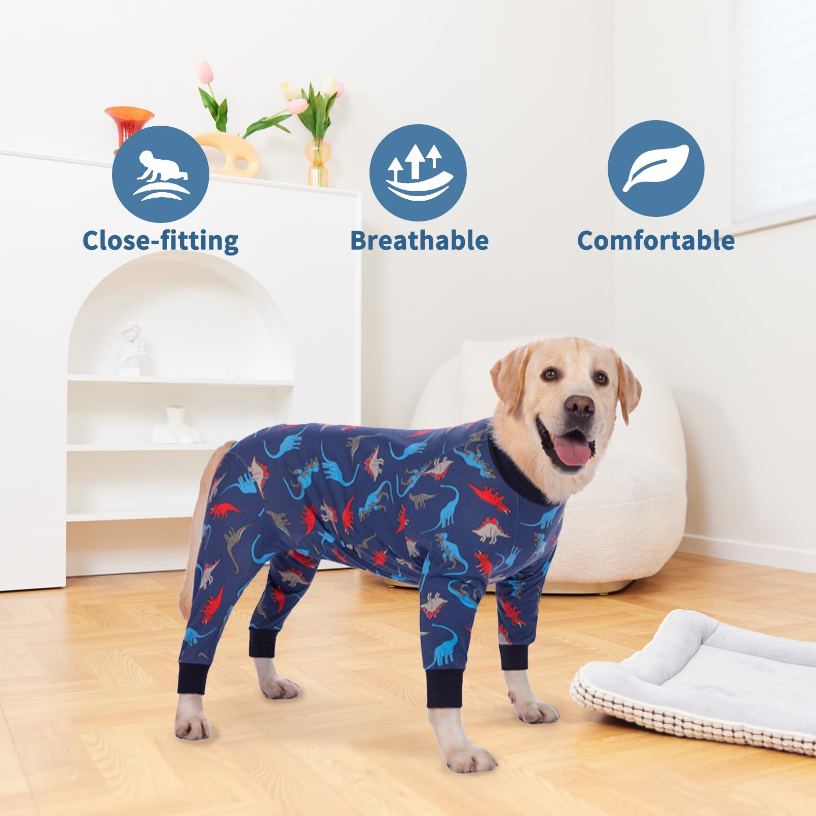 Apatal Dog Onesie After Surgery Recovery Suit Anti Shedding Bodysuit Wounds Female Male Dog Neuter Spay Onesie E-Collar & Cone Alternatives Postoperative Shirt Dog Pajamas(3XL)