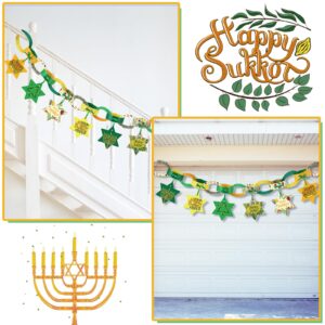 MotiMind Sukkah Decoration Happy Sukkot Garland Decoration Jewish Holiday Paper Chains Garland 21 Feet 180 Chain Links and 60 Paper Tassels Sukkot Hanging Decorations Sukkot Party Supplies for Jewish