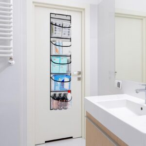 Hanging Shelves Over the Door Organizer Storage for Closet with 5 Mesh Pockets Organizers, Days of the Week Clothes Organizer for Bathroom Bedroom, 2 Pack