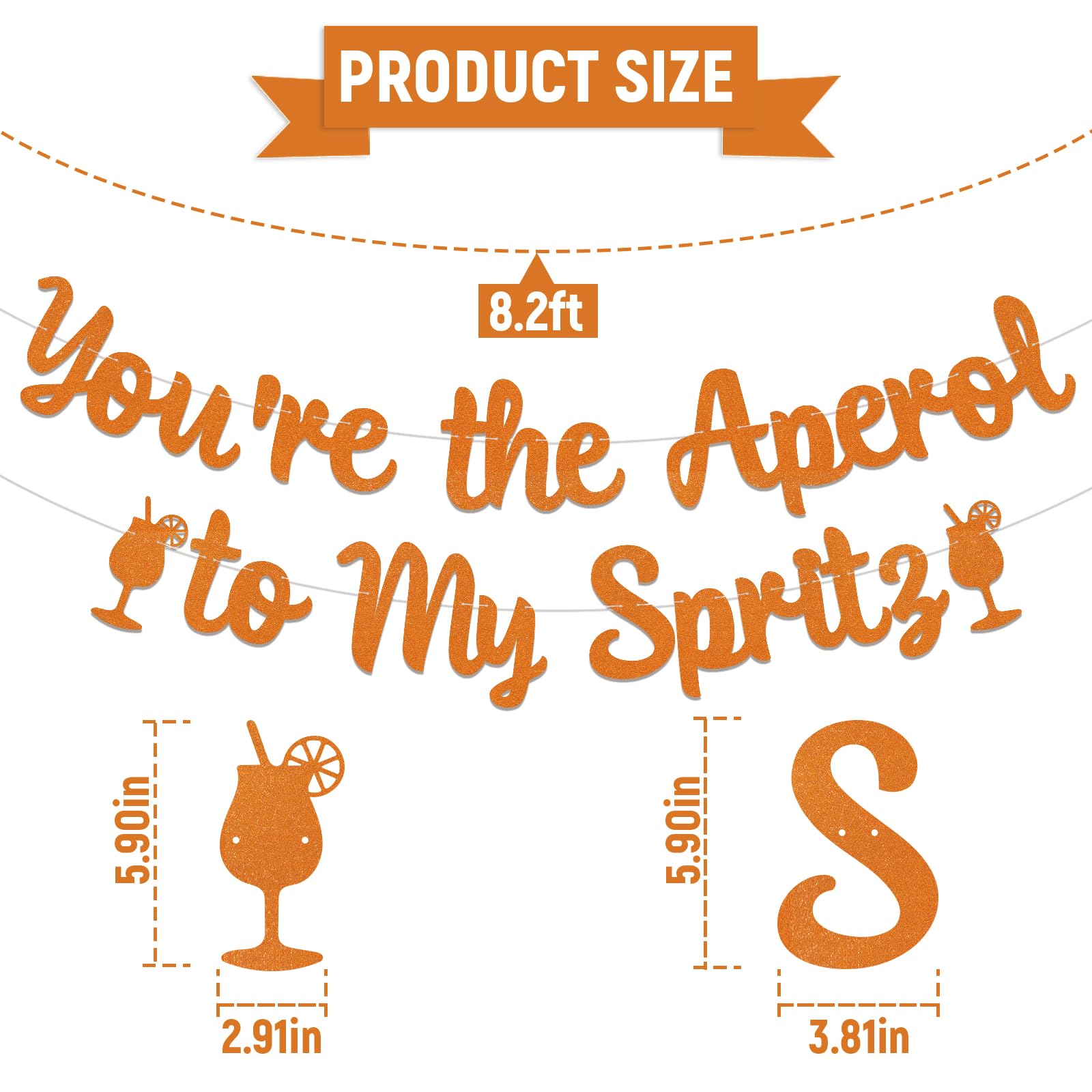 You're the Aperol to My Spritz Banner - Spritz O’Clock Bridal Shower Sign, Spritz Bar, Lemon Citrus Theme Bride to Be Wedding Engagement Party Decor Orange Glitter