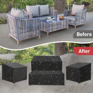 Patio Furniture Covers, 4 Piece Heavy Duty Waterproof Outdoor Furniture Cover with Windproof Buckle Strap, Rattan Wicker Patio Furniture Set Cover for Chair Sofa Black (Black, X-Large)