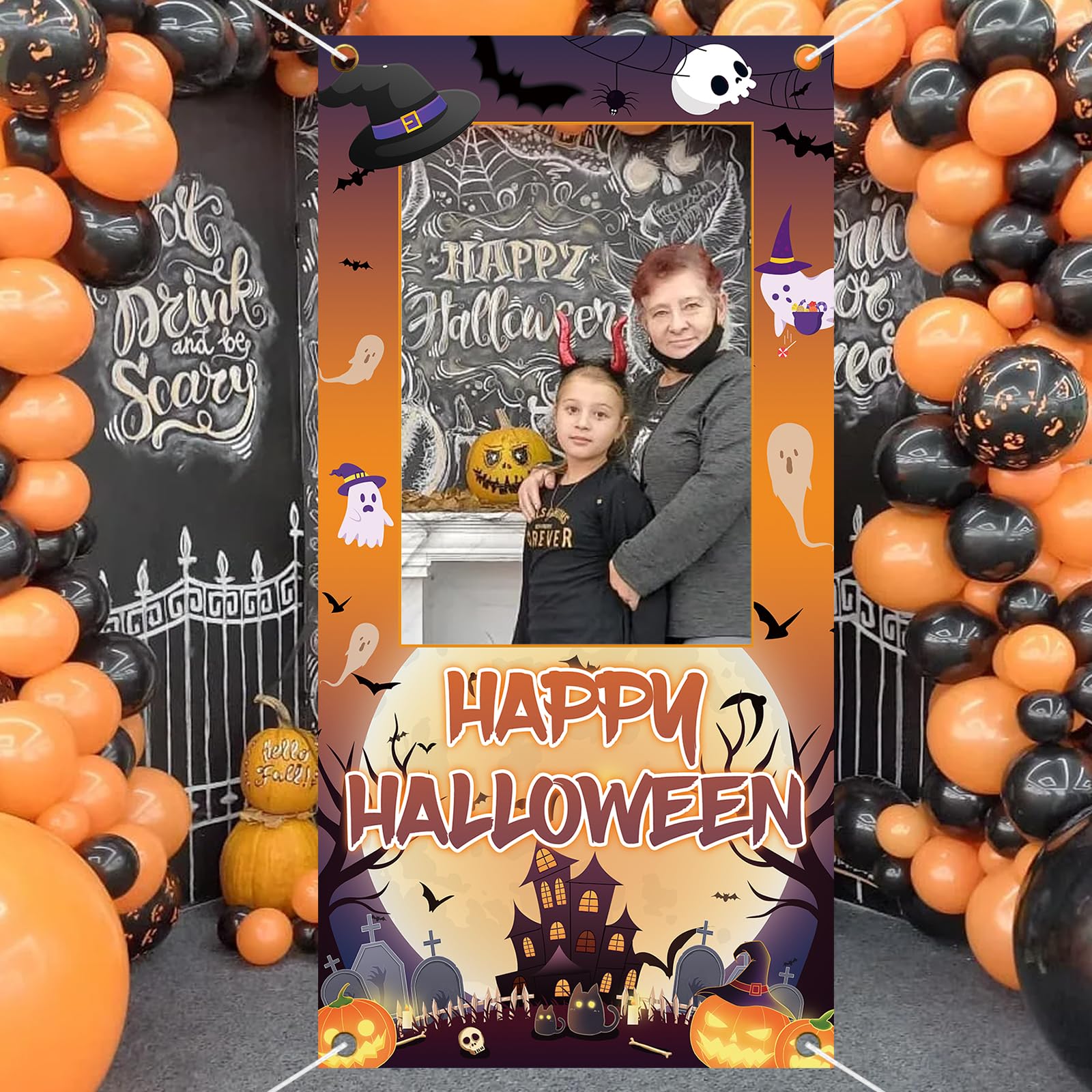 Halloween Party Decoration Halloween Theme Party Photo Prop Backdrop Indoor and Outdoor Halloween Photo Booth Frame for Halloween Birthday Party Decor Supplies 35.4 X 70.8 in