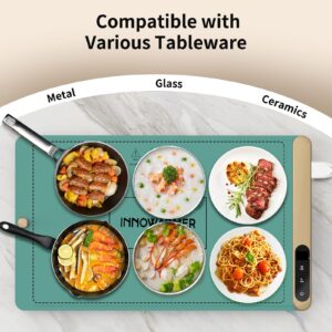 INNOWARMER Food Warming Mat - Ugrade Graphene Full Surface Heating, 500W Fast Heating, Adjustable Temperature, Food Grade Silicone, Food Warmer for Gatherings, Parties, Travel, Daily Use