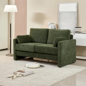 tosaronia 58.66" x 30.70"loveseat sofa couch small modern comfy couch with chenille fabric, upholstered 2-seater sofa for office, small spaces, bedroom, living room, apartment(green)