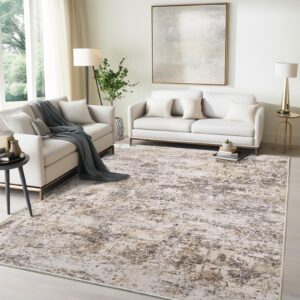 cochyean 8x10 area rugs - washable rug for living room, ultra-thin abstract rug, indoor non-slip rug for bedroom, stain resistant large area rug, super soft low pile rugs