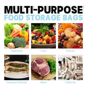 24 Pack Reusable Food Storage Bags,Leakproof Freezer Bags BPA Free Stand Up Sandwich Bags for Lunch Salad Fruit Travel,Dishwasher Safe(8 Gallon,8 Sandwich,8 Snack)